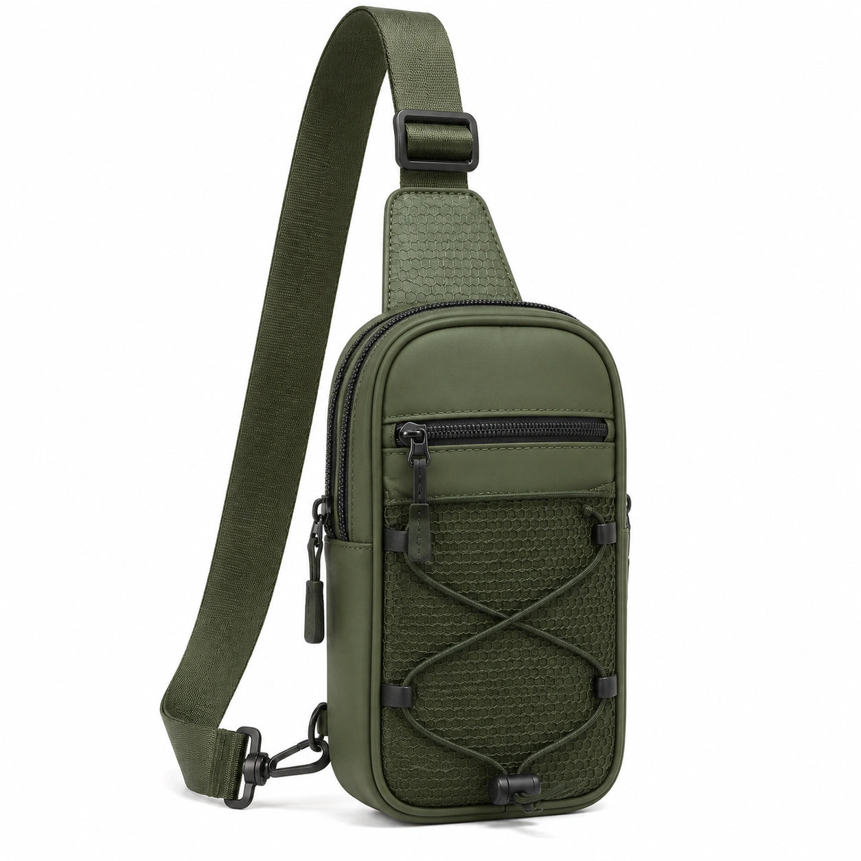 Borsa a tracolla 18 x 7 x 31 cm verde in materiale sintetico con tasche e tracolla regolabile