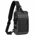 Borsa a tracolla compatta 18 x 8 x 30 cm in tessuto grigio e nero con scomparti e pannello frontale