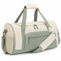 Borsone da viaggio 50x25x28 cm in tessuto beige e verde salvia con tracolla e tasche