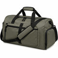 Borsone da viaggio 50 x 25 x 28 cm in tessuto sintetico verde oliva con tracolla e tasche con zip