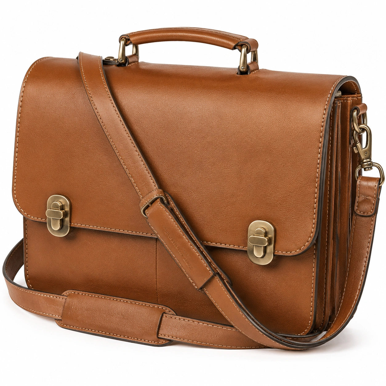 Borsa da lavoro 40 x 12 x 30 cm marrone effetto pelle con tracolla regolabile stile cartella
