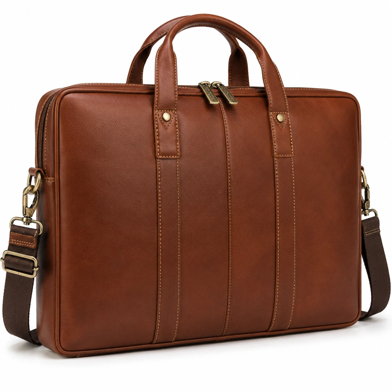 Borsa portadocumenti 40 x 10 x 30 cm in similpelle marrone con tracolla regolabile