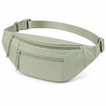 Marsupio 32x7x15 cm in tessuto sintetico verde salvia con doppia tasca zip regolabile