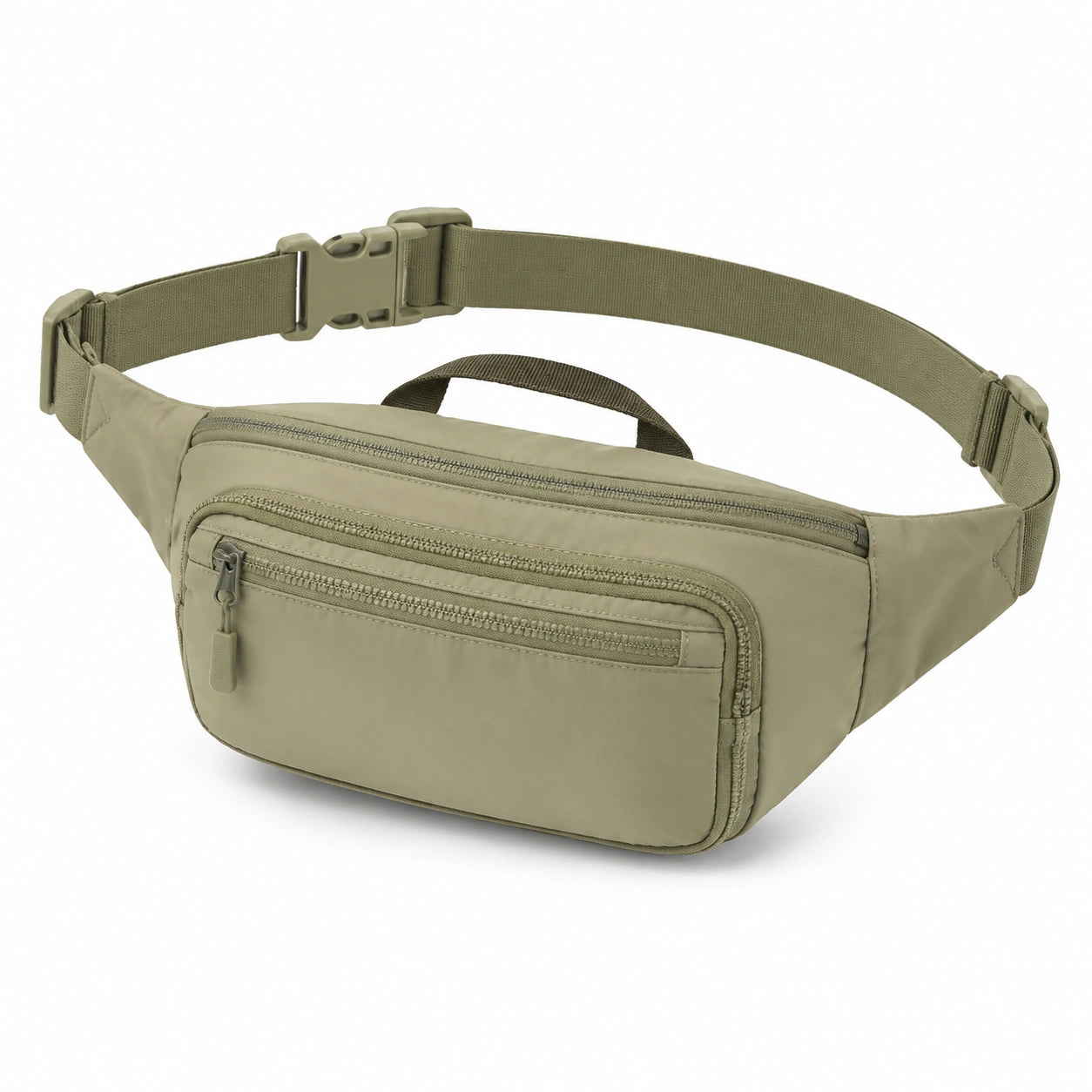 Marsupio 30 x 7 x 15 cm in nylon verde oliva con cintura regolabile e tasche con zip