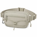 Marsupio 25 x 7 x 16 cm in tessuto sintetico beige con tasche zip stile utility