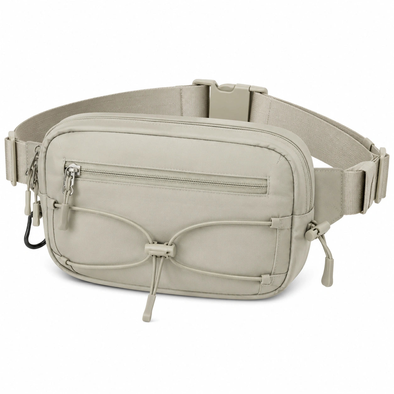 Marsupio 25 x 7 x 16 cm in tessuto sintetico beige con tasche zip stile utility