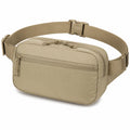 Marsupio 25 x 7 x 15 cm in tessuto sintetico beige con tasche zip e cintura regolabile