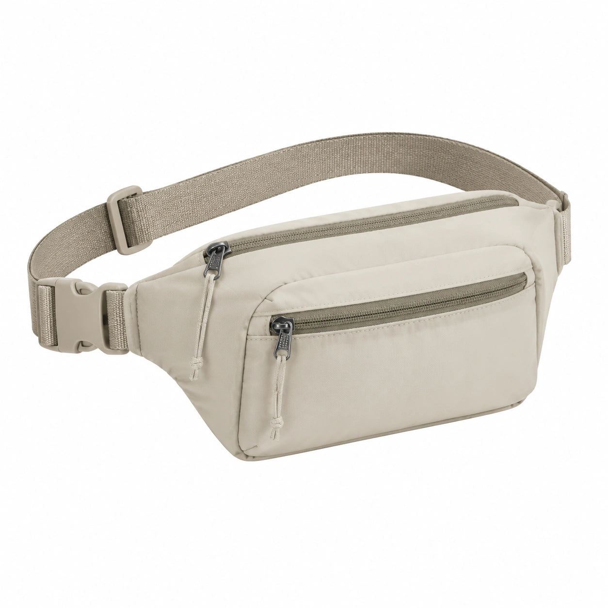 Marsupio 25 x 7 x 14 cm in tessuto beige con tasche zip regolabile