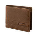 Portafoglio bifold 12 x 9.5 x 2 cm in pelle marrone con portatessere stile classico