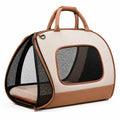 Trasportino per animali 45 x 28 x 32 cm in tessuto beige e marrone con rete traspirante pieghevole