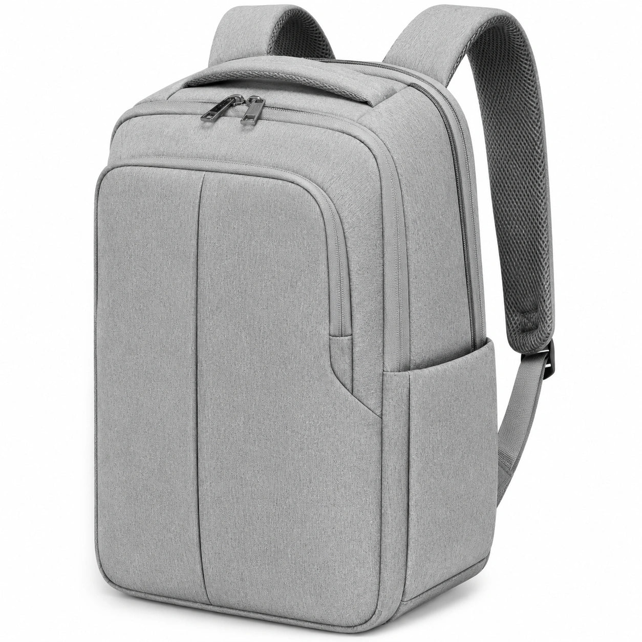 Zaino 30x15x45 cm in tessuto sintetico grigio con scomparti zip per uso quotidiano
