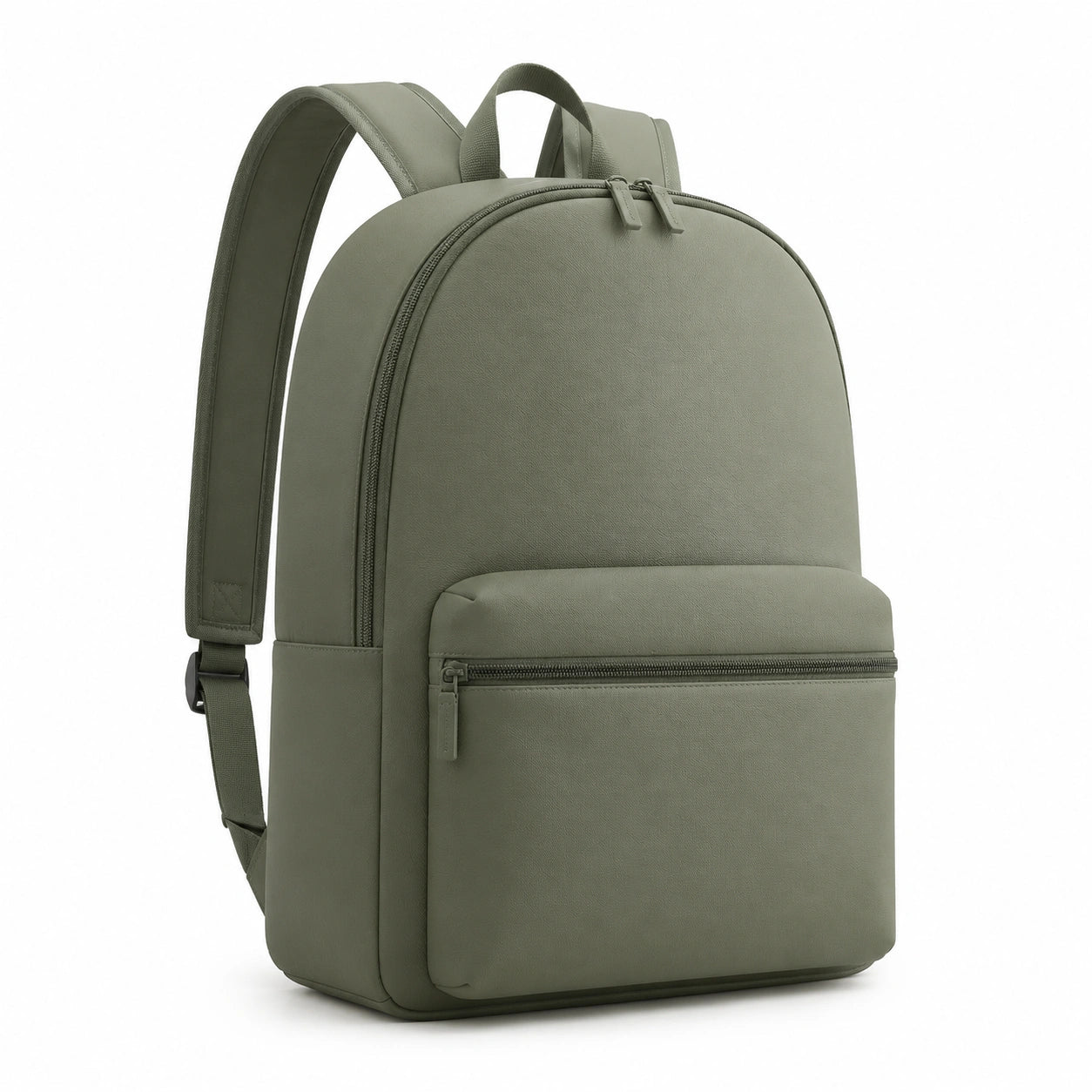 Zaino 30 x 14 x 42 cm in materiale sintetico verde oliva per uso quotidiano dal design minimalista